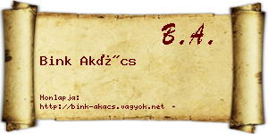 Bink Akács névjegykártya